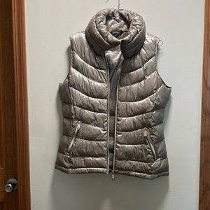Calvin Klein Metallic Taupe Quilted Puffer Vest